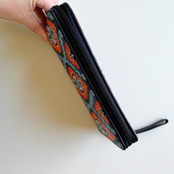 Vera Bradley Marrakesh Beads Slim Wristlet Zip Around Wallet Blue Orange - Picture 4 of 5